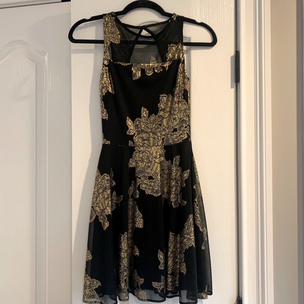 Aqua, Black+Gold Party Dress